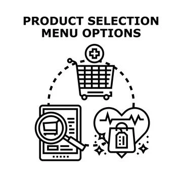 Product selection menu options concept vector illustration Illustrazione stock