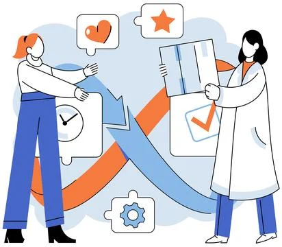 Product to service model. An integrated system facilitates seamless purchase Stock Illustration