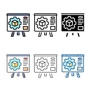 Product set training technical sales engineer color icon vector Stock Illustration