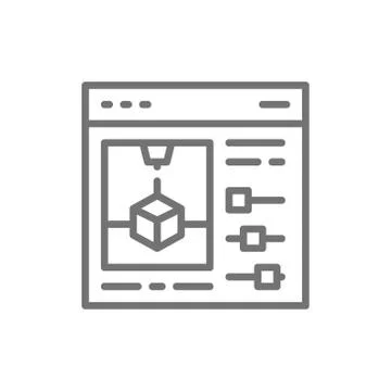 Product settings for 3d printera line icon. Stock Illustration
