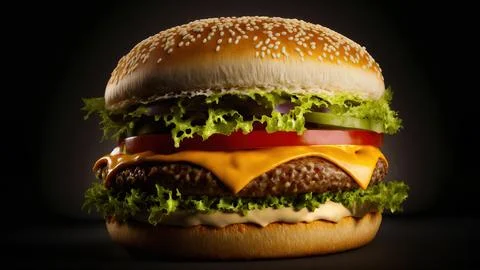 Product shot of fresh big cheeseburger created with Generative AI Technology 库存插图