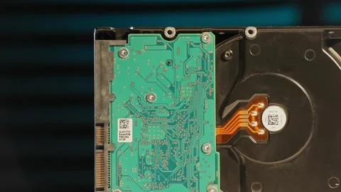 Product shot of SATA hard disc disk drive for media storage Stock Footage 340428537