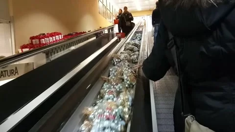 Product show on escalator Stock Footage 247036474