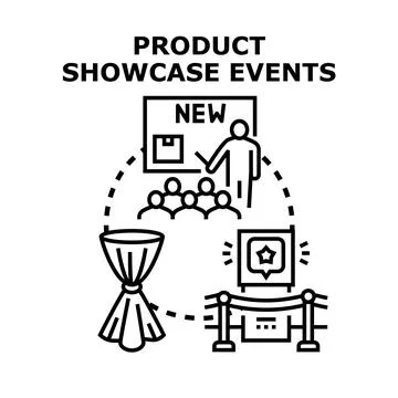 Product showcase events presenting new product launches Stock Illustration