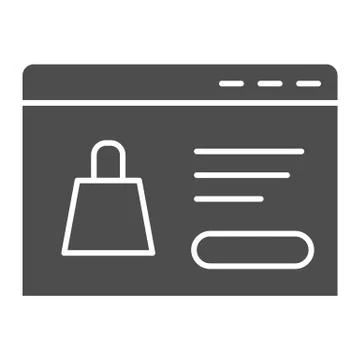 Product site solid icon, online shop and e-commerce symbol, Desktop with web Stock Illustration