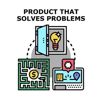Product solving business problems and finding innovative solutions Stock Illustration