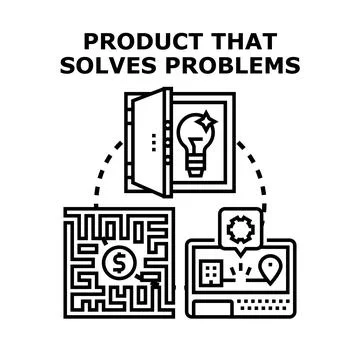 Product solving business problems and finding innovative solutions Stock Illustration