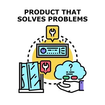 Product solving challenging problems and developing solutions Stock Illustration