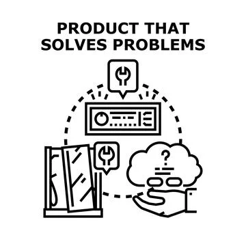 Product solving challenging problems and developing solutions Stock Illustration