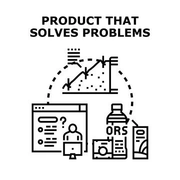 Product solving problem and finding solution concept Stock Illustration