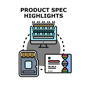Product spec highlights connecting data and technology Stock Illustration
