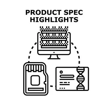 Product spec highlights connecting data and technology Stock Illustration