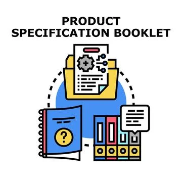 Product specification booklet describing technical documentation and manufa.. Stock Illustration