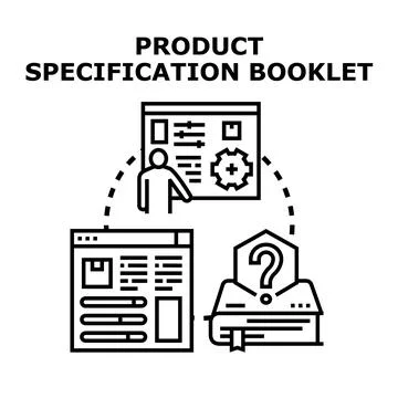 Product specification booklet drawing and presenting technical data Stock Illustration