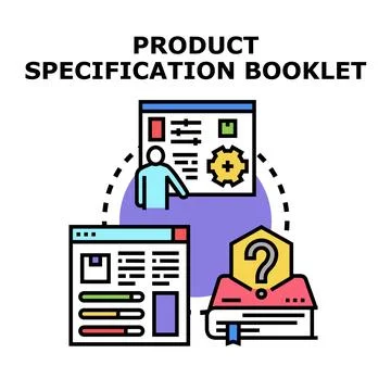 Product specification booklet drawing and presenting technical data Stock Illustration