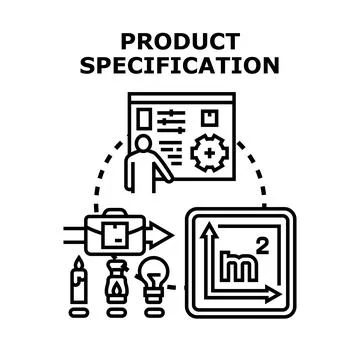 Product specification developing process vector concept Illustrazione stock