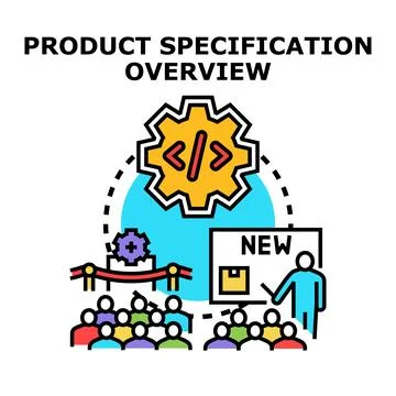Product specification overview presenting development and launch イラスト素材
