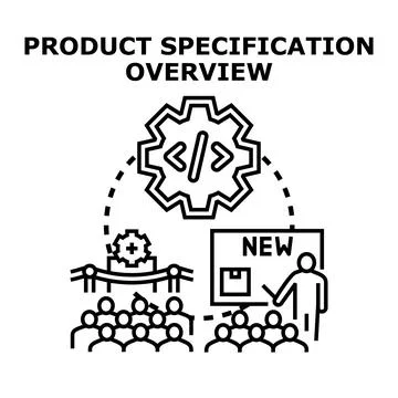 Product specification overview presenting development and launch Stock Illustration