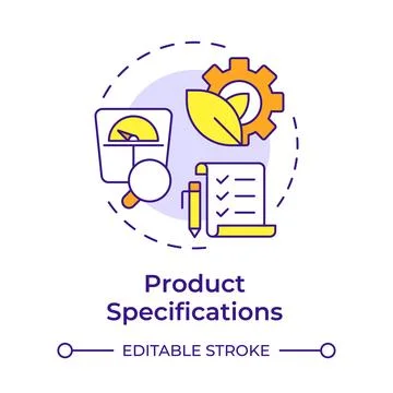 Product specifications multi color concept icon Stock Illustration