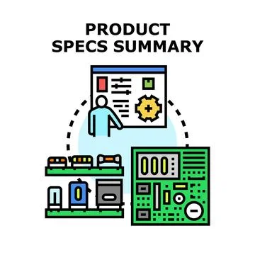 Product specifications summary and engineering development process Stock Illustration