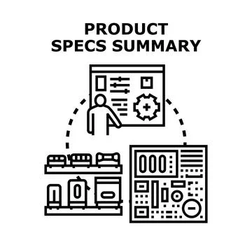 Product specifications summary and engineering development process Stock Illustration