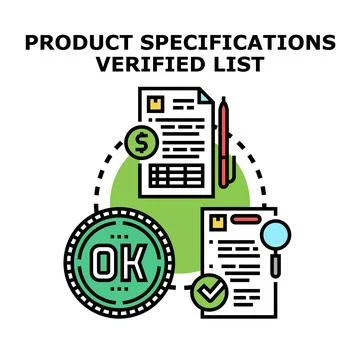 Product specifications verified list and quality control planning Stock Illustration