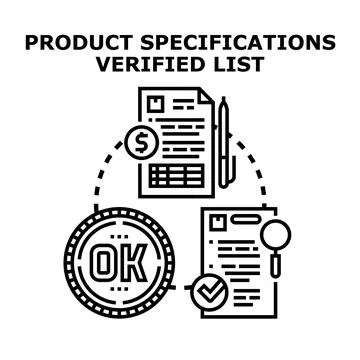 Product specifications verified list and quality control planning Stock Illustration