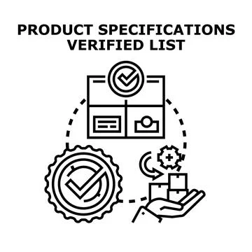Product specifications verified list concept illustration Stock Illustration
