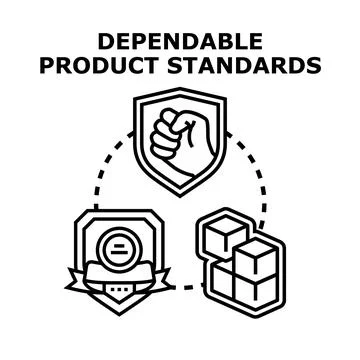 Product standards dependably ensuring quality and reliability concept Stock Illustration