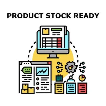 Product stock ready process management system Stock Illustration