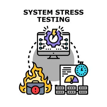 Product stress testing evaluating system performance and reliability 库存插图