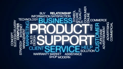 Product support animated word cloud, text design animation. Stock Footage