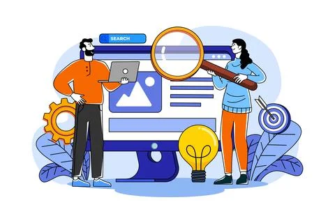 Product team searching engine optimization Stock Illustration