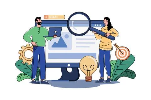 Product Team Searching Engine Optimization Stock Illustration