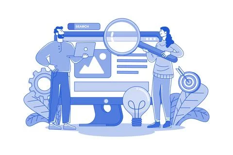 Product Team Searching Engine Optimization Illustrazione stock