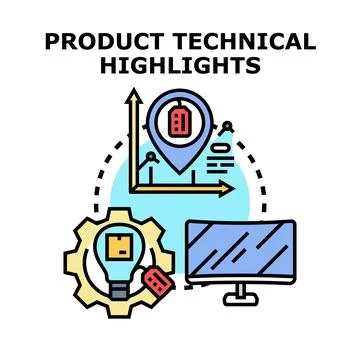 Product technical highlights vector illustration concept 스톡 일러스트