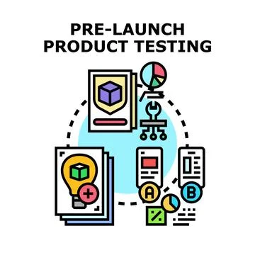 Product testing cycle and pre launch quality assurance Illustrazione stock