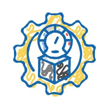 Product testing mechanical engineer icon doodle illustration Stock Illustration