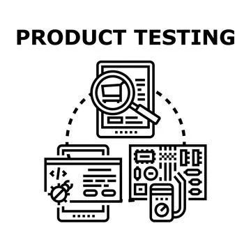 Product testing process with quality control and software debugging イラスト素材