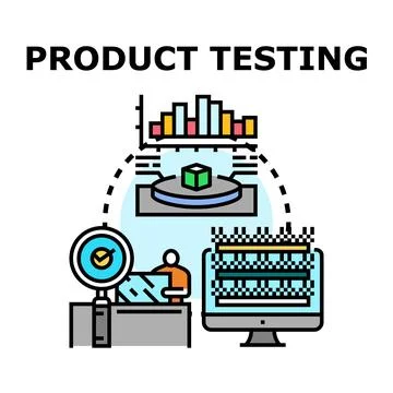 Product testing process for quality control evaluation Stockillustratie