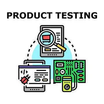 Product testing process with quality control and software debugging Stock Illustration