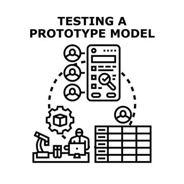 Product testing prototype model development process Stock Illustration