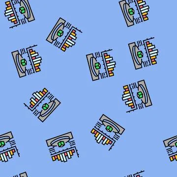 Product testing research development vector seamless pattern Illustrazione stock