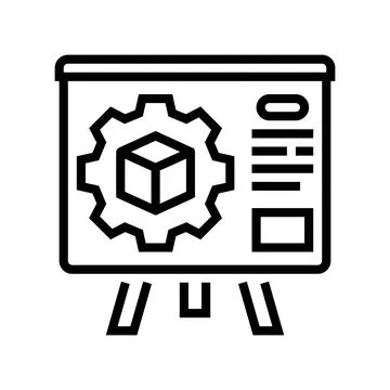 Product training technical sales engineer line icon vector illustration Stock Illustration