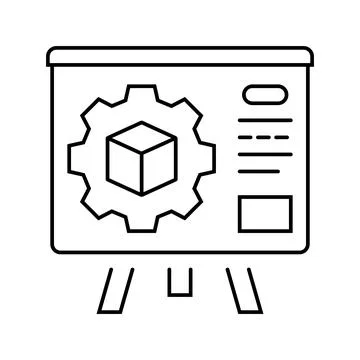 Product training technical sales engineer line icon vector illustration Stock Illustration