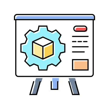 Product training technical sales engineer color icon vector illustration 스톡 일러스트