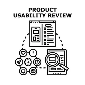 Product usability review process for digital interface analysis Stock Illustration