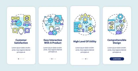 Product usage onboarding mobile app page screen Stock Illustration
