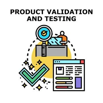 Product validation and testing quality assurance process Illustrazione stock