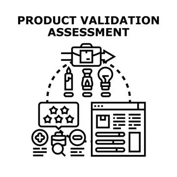 Product validation assessment process evaluating quality control Stock Illustration